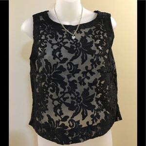 BANANA REPUBLIC SHEER LACE CROP TOP BLACK SIZE XS